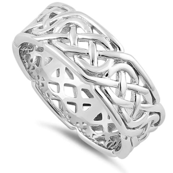 925 STERLING SILVER Celtic Irish Endless Knot Band Ring - Picture 12 of 15